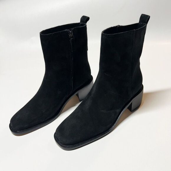 Everlane The City Boot in Black Suede Square Toe Size 7.5 New - Picture 8 of 16